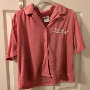 Barbie Soft Pink Short-Sleeve Button-Front Shirt & Matching Shorts